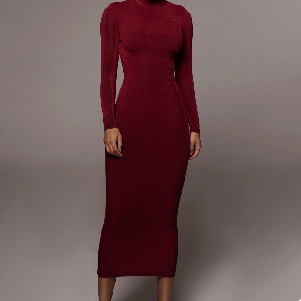 JLUXLABEL Red Ribbed Bodycon Cocktail Dress